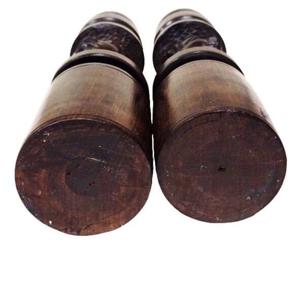 Artisan Handcrafted African Tribal Ironwood Male Female Bust Candlestick Holders - Picture 9 of 10